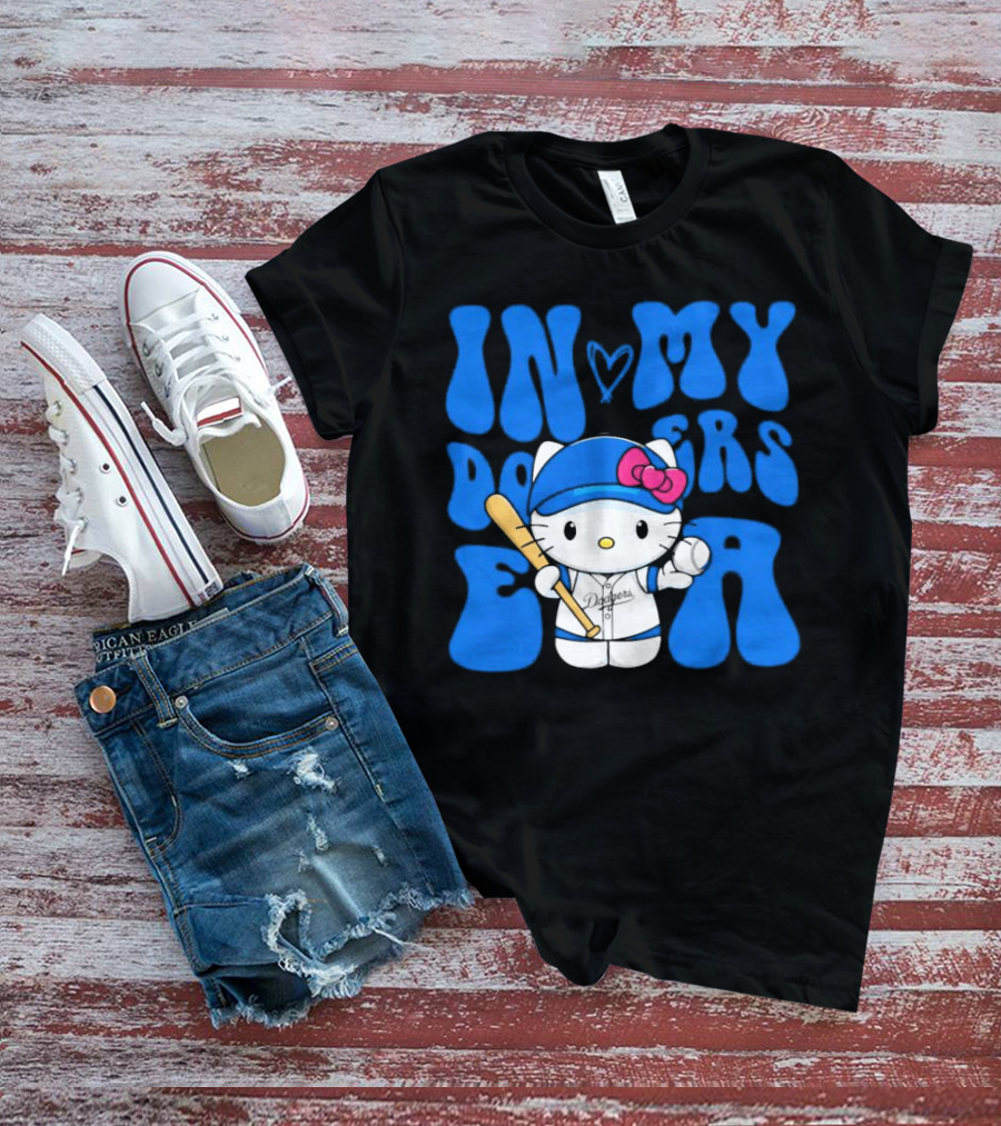 In My Dodgers Era Hello Kitty Baseball T-Shirt