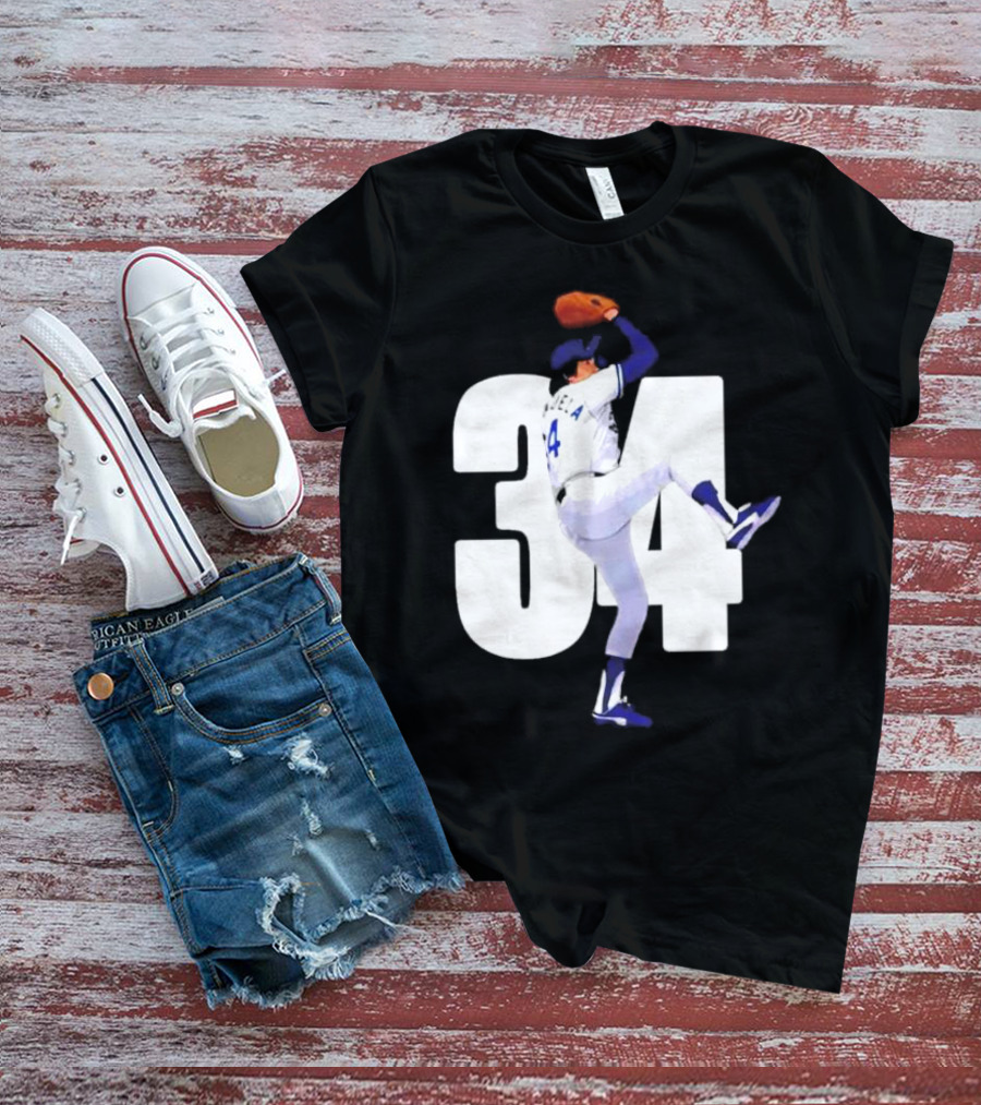 34 Fernando Valenzuela Pitcher Los Angeles Dodgers T-Shirt