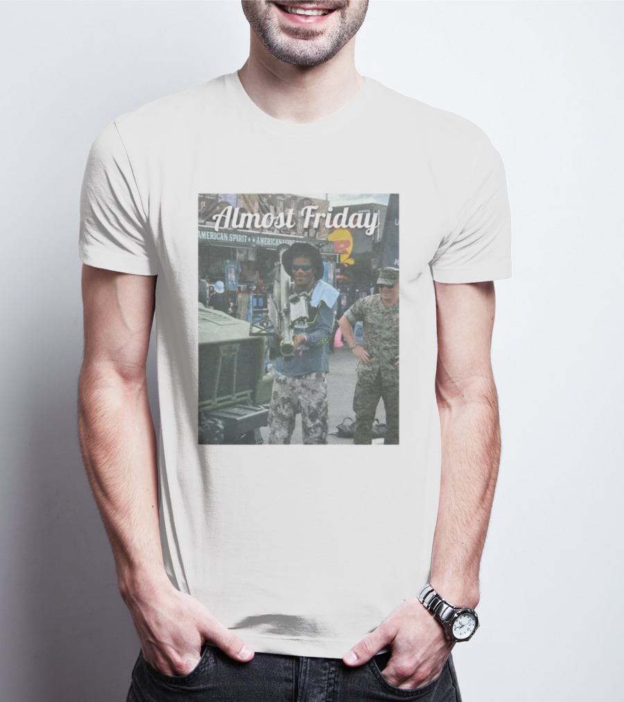 Almost Friday Military Style Rocket Launcher Urban Scene T-Shirt