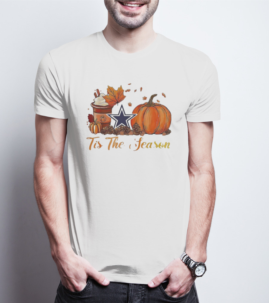 Dallas Cowboys Tis The Season Pumpkin Latte Autumn Decor T-Shirt