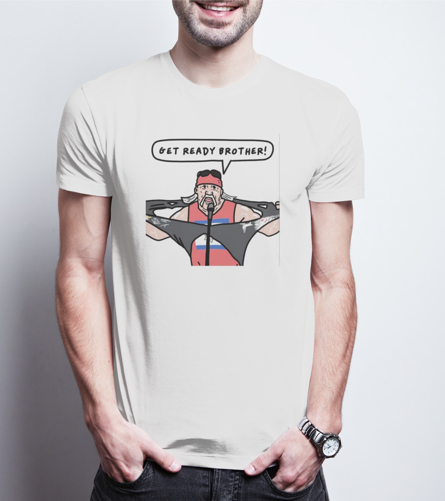 Get Ready Brother Hulk Hogan Shirt Ripping Microphone Comic T-Shirt