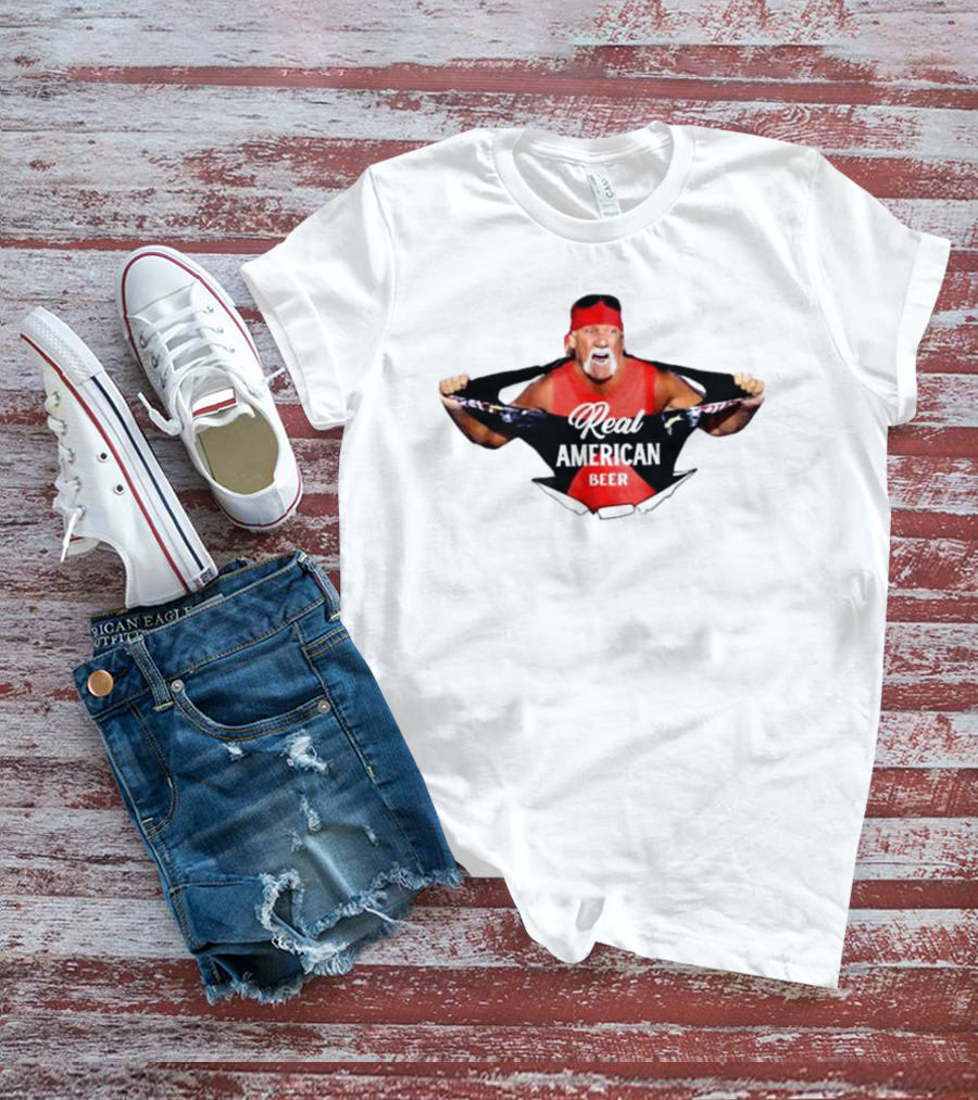 Hulk Hogan Real American Beer Iconic Wrestler Branding T-Shirt