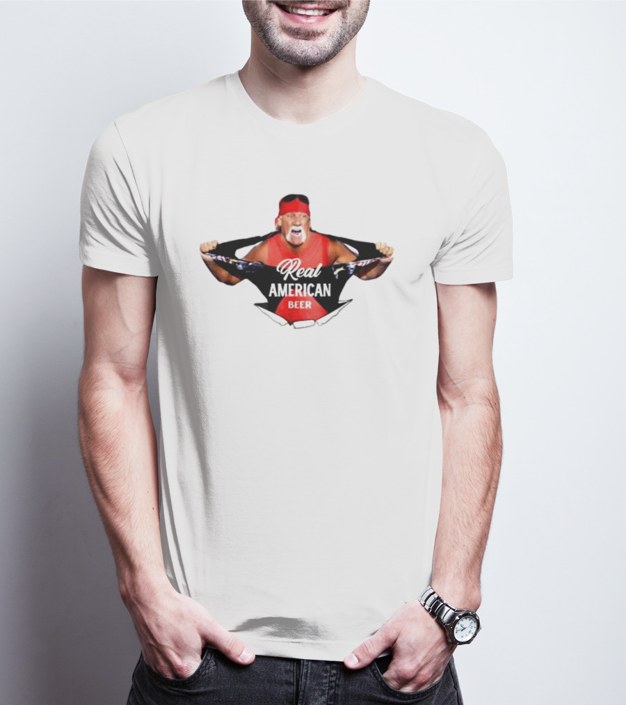 Hulk Hogan Real American Beer Iconic Wrestler Branding T-Shirt