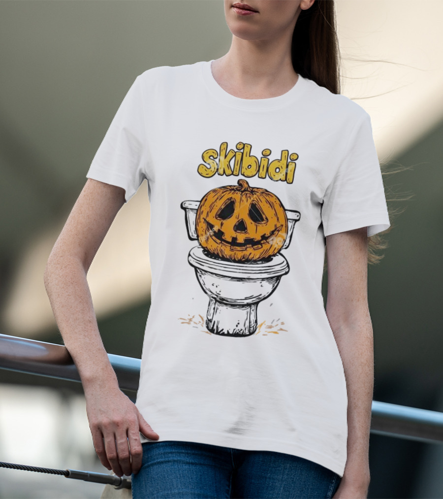 Skibidi Pumpkin On Toilet Jack-o'-Lantern T-Shirt