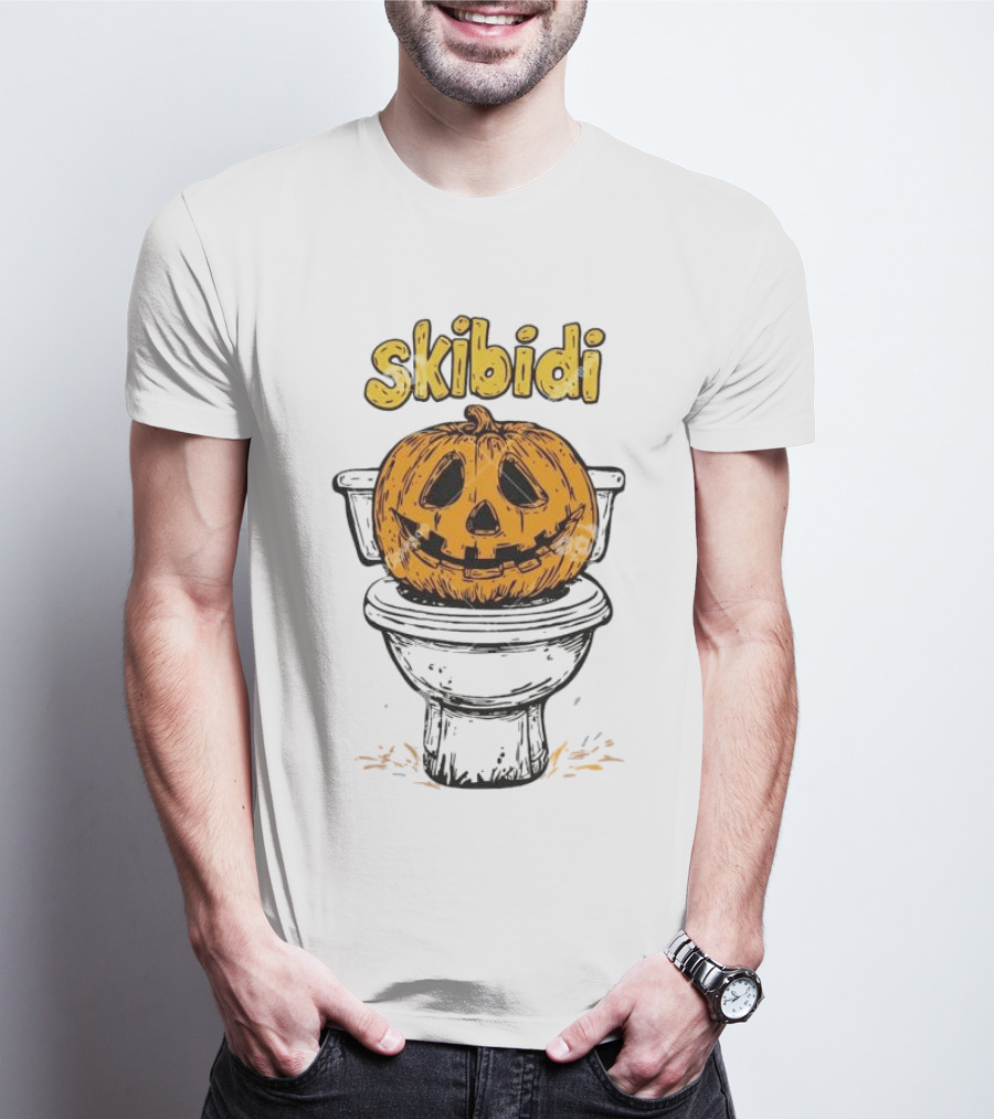 Skibidi Pumpkin On Toilet Jack-o'-Lantern T-Shirt