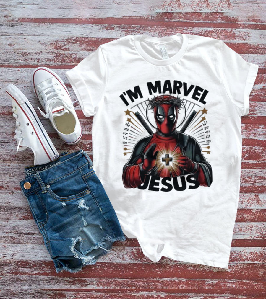 I'm Marvel Jesus Deadpool With Cross Halo And Swords T-Shirt