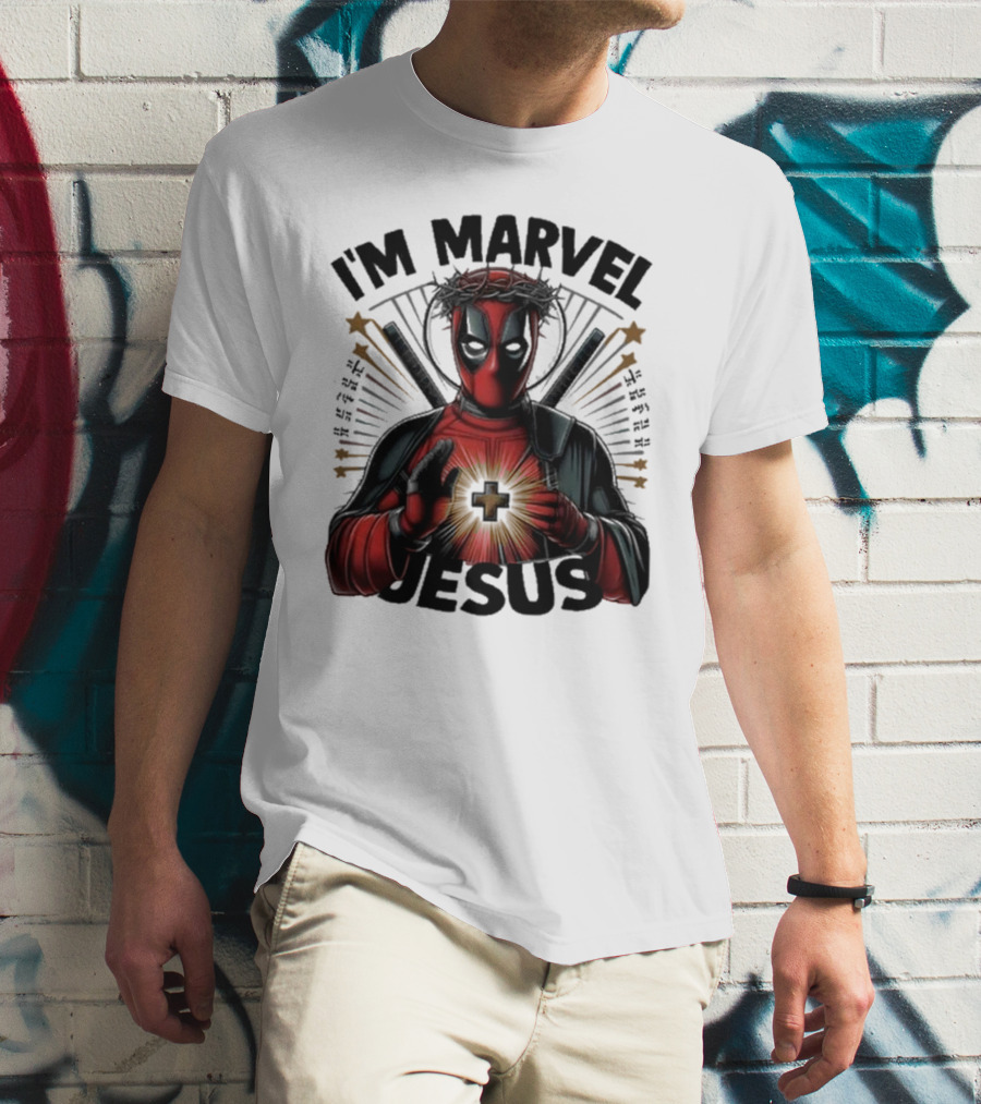 I'm Marvel Jesus Deadpool With Cross Halo And Swords T-Shirt