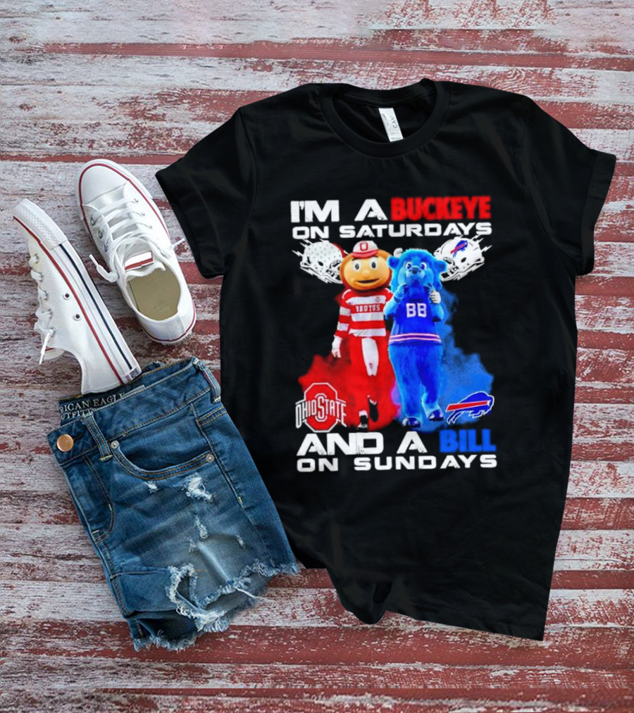 I’m A Buckeye On Saturdays And A Bill On Sundays Ohio State Buffalo Mascots Helmets T-Shirt