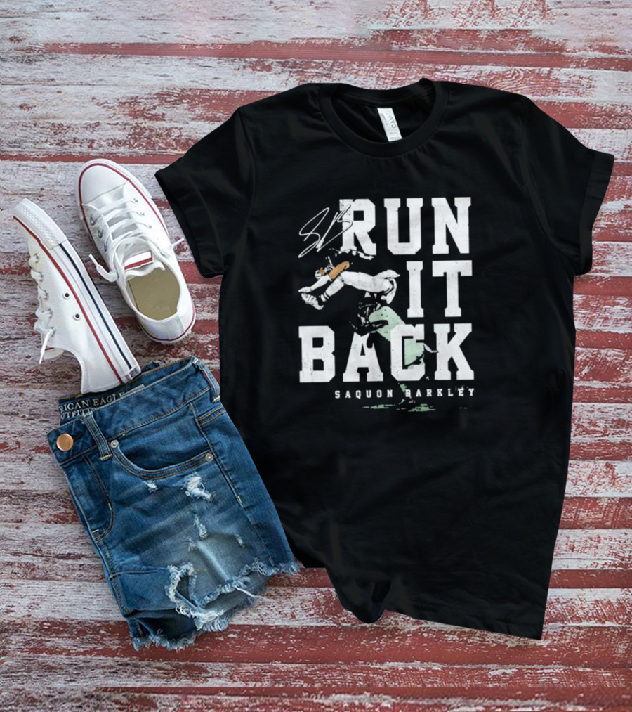 Run It Back Saquon Barkley Signature Jump Over Philadelphia Eagles Player T-Shirt