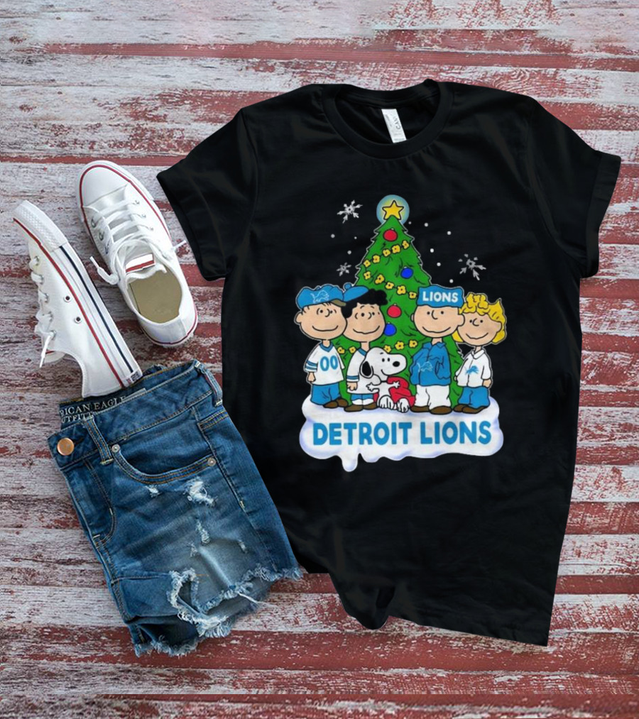 Detroit Lions Peanuts Merry Christmas T-Shirt