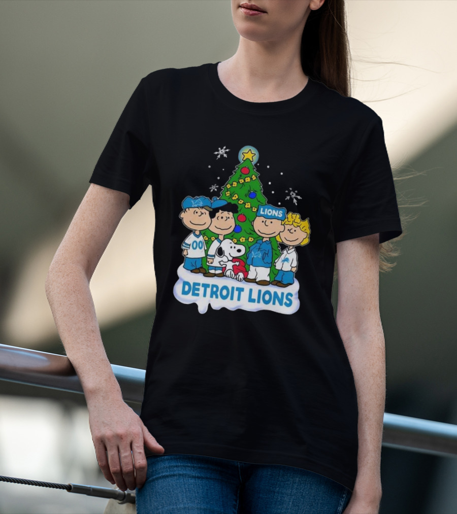 Detroit Lions Peanuts Merry Christmas T-Shirt