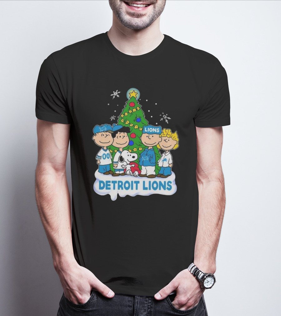 Detroit Lions Peanuts Merry Christmas T-Shirt