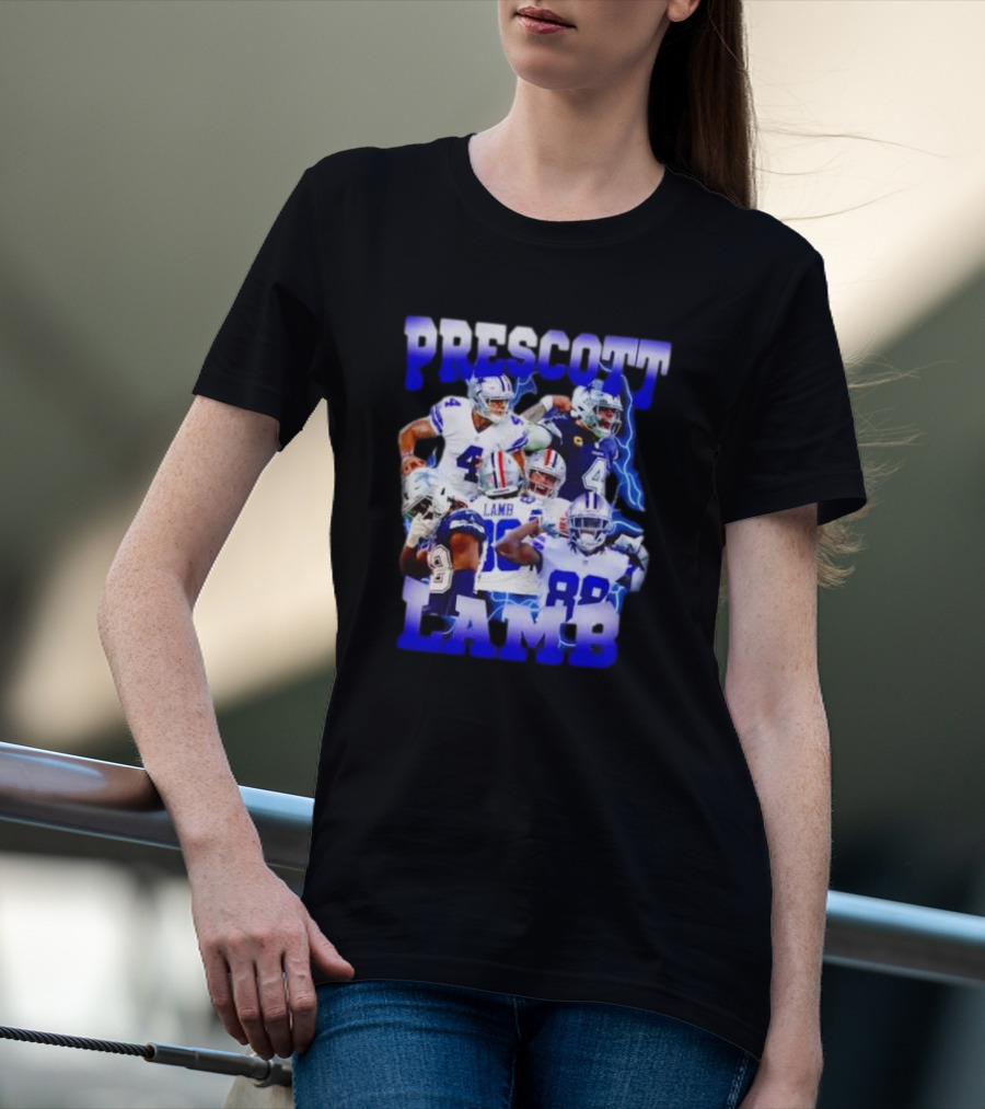 Prescott Lamb Dallas Cowboys Football Stars Collage T-Shirt