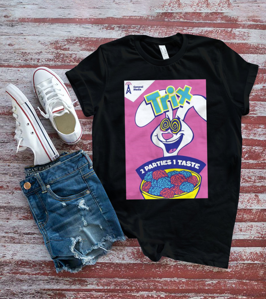 Trix Cereal Bunny With Swirled Eyes And Brain Bowl 2 Parties 1 Taste General Media T-Shirt