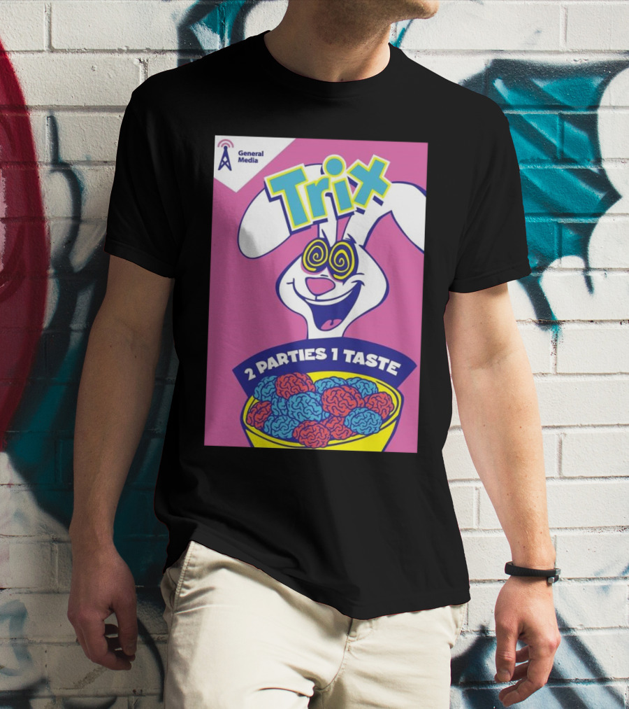 Trix Cereal Bunny With Swirled Eyes And Brain Bowl 2 Parties 1 Taste General Media T-Shirt