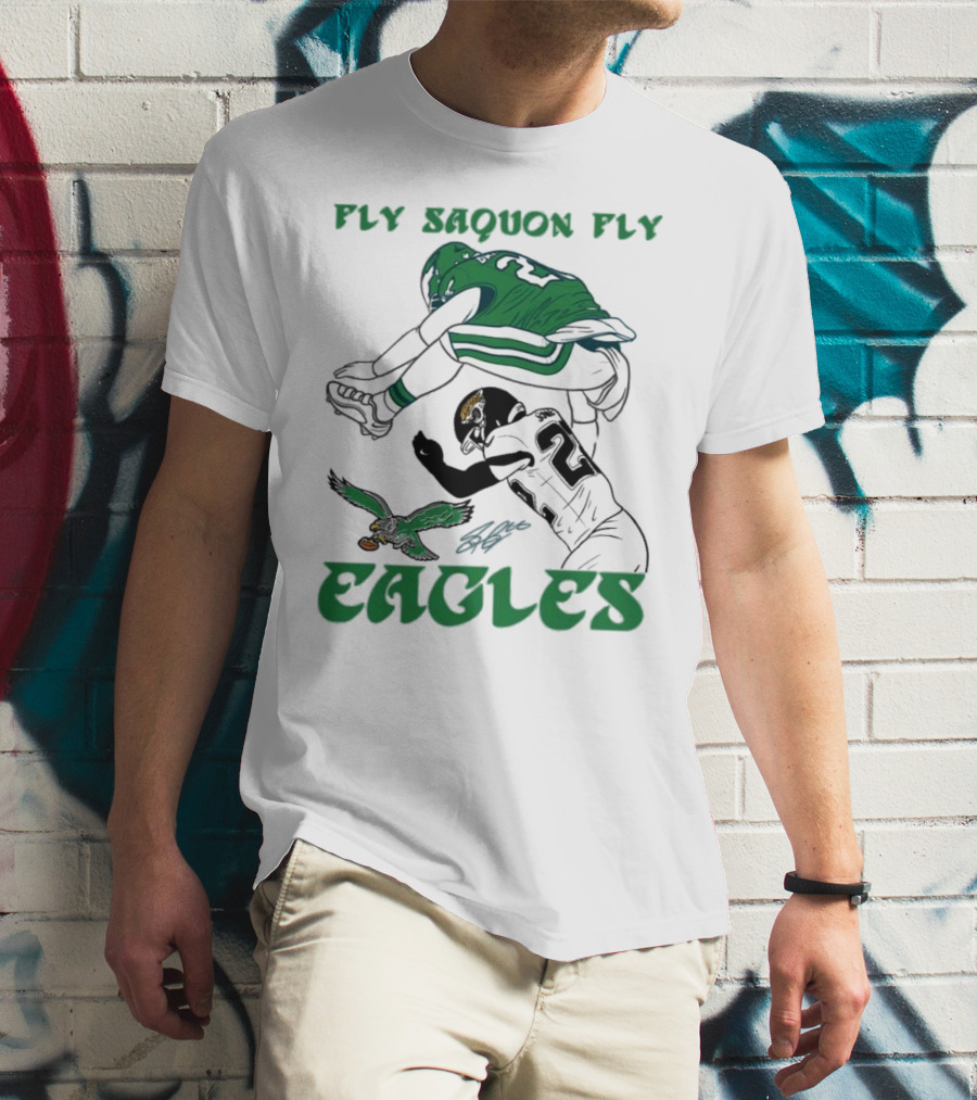 Fly Saquon Fly Eagles Reverse Hurdle Saquon Barkley Jarrian Jones T-Shirt