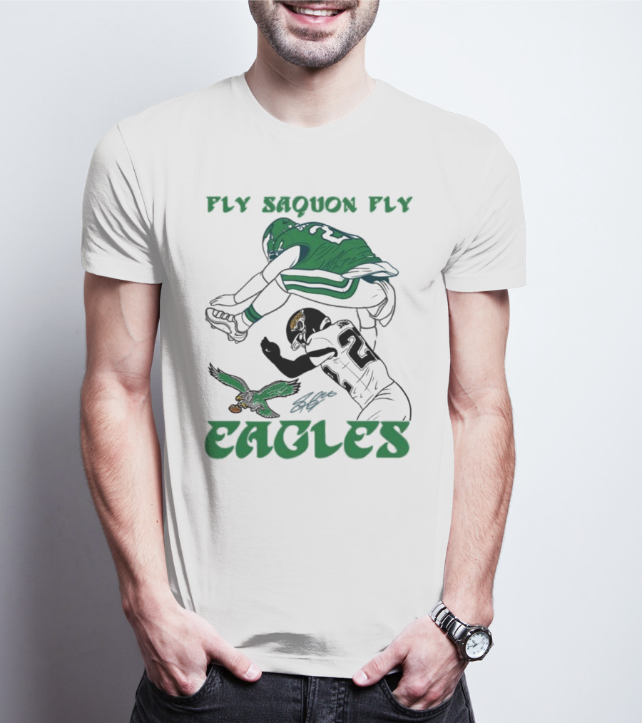 Fly Saquon Fly Eagles Reverse Hurdle Saquon Barkley Jarrian Jones T-Shirt