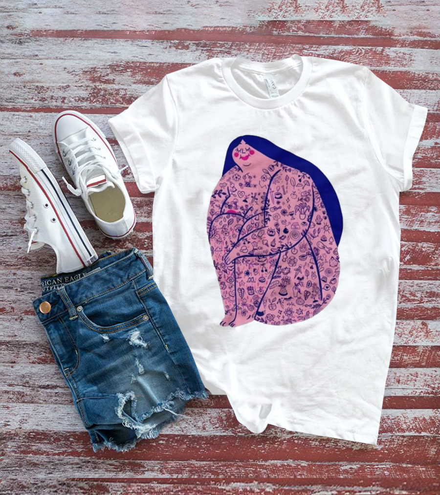 Marie Boiseau Tatouée Pink Figure With Detailed T-Shirt