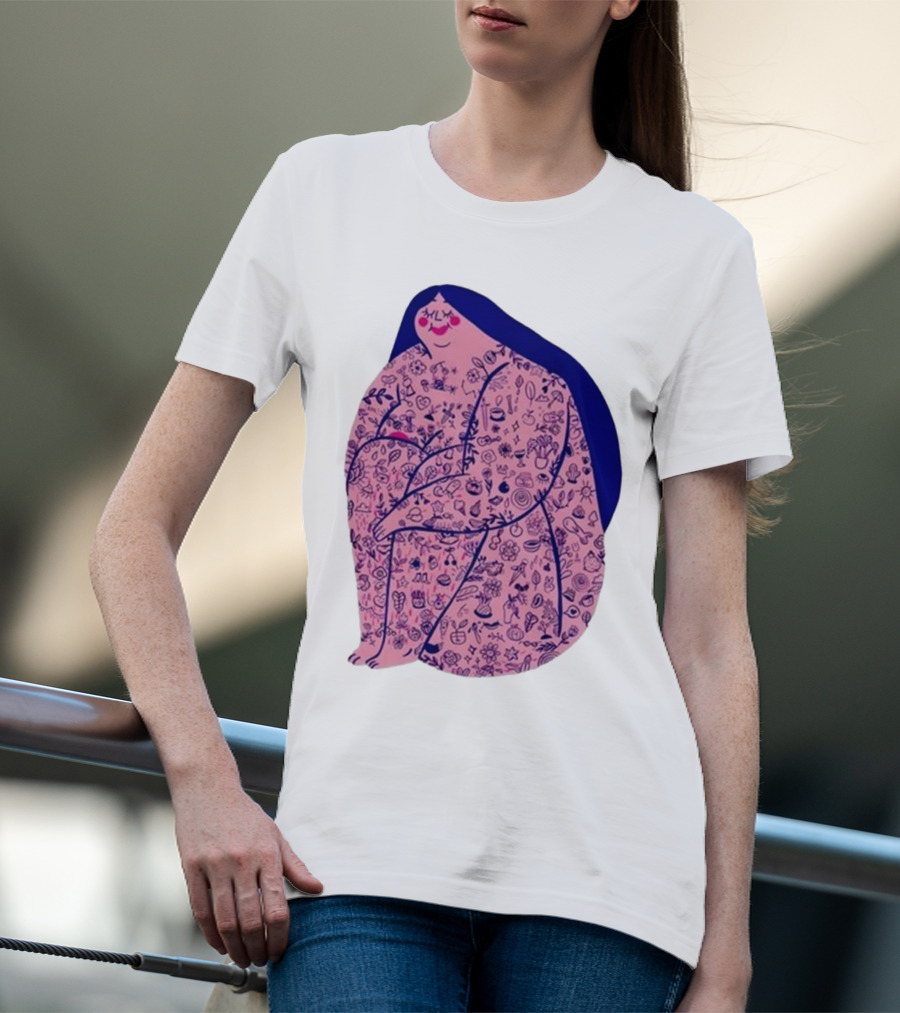 Marie Boiseau Tatouée Pink Figure With Detailed T-Shirt