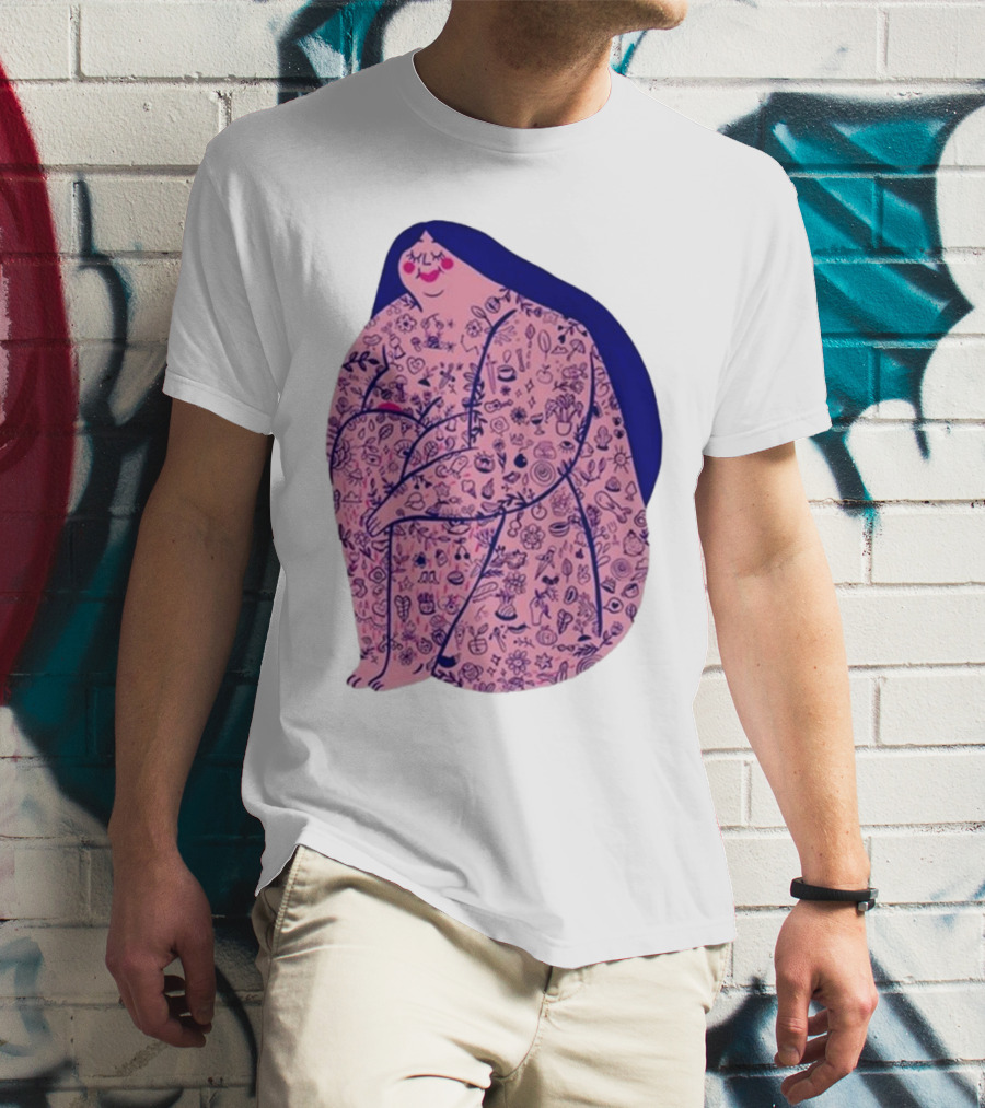 Marie Boiseau Tatouée Pink Figure With Detailed T-Shirt