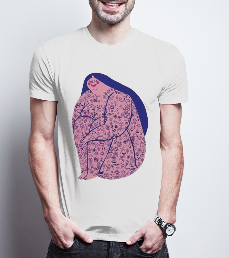 Marie Boiseau Tatouée Pink Figure With Detailed T-Shirt