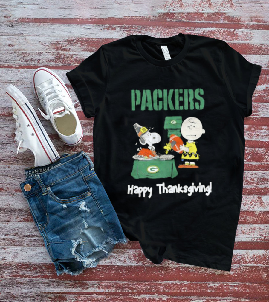 Charlie Brown Snoopy Packers Happy Thanksgiving T-Shirt