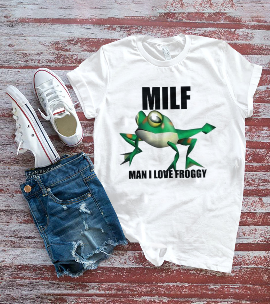 MILF Man I Love Froggy Cute Green Cartoon Frog T-Shirt