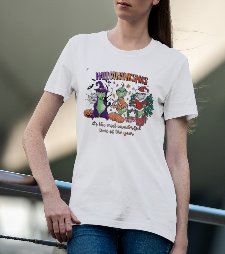 Hallothanksmas The Grinch It’s The Most Wonderful Time Of The Year T-Shirt