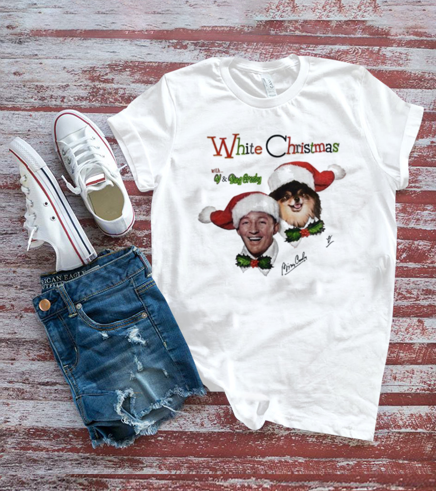 White Christmas With V And Bing Crosby Santa Hats And Holly T-Shirt