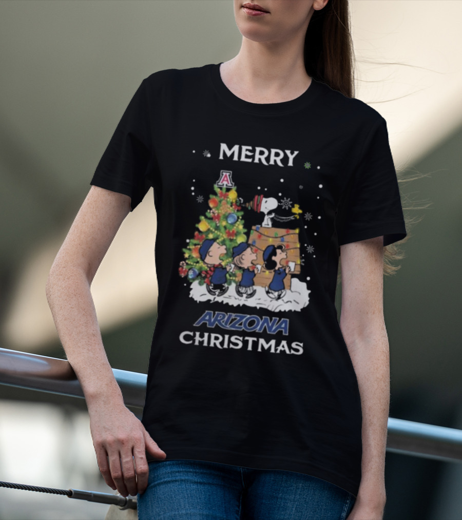 Merry Arizona Christmas Wildcats Snoopy And Friends T-Shirt