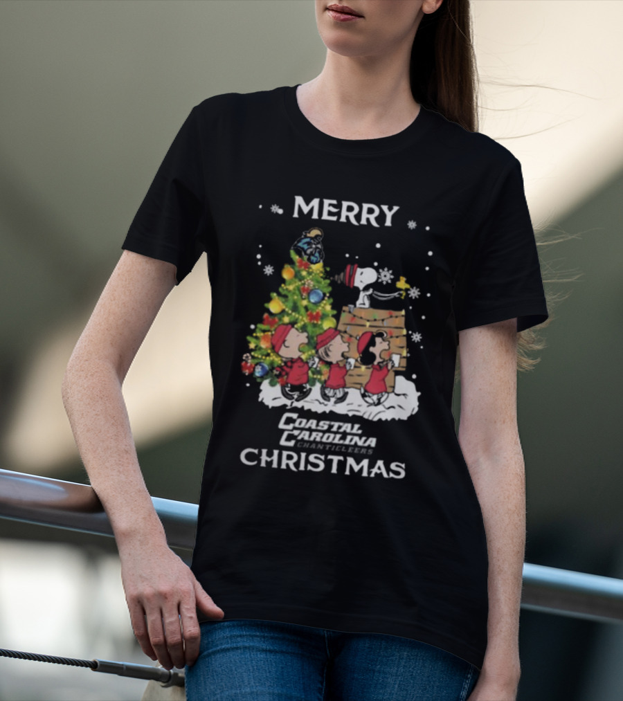 Coastal Carolina Chanticleers Snoopy And Friends Merry Christmas T-Shirt
