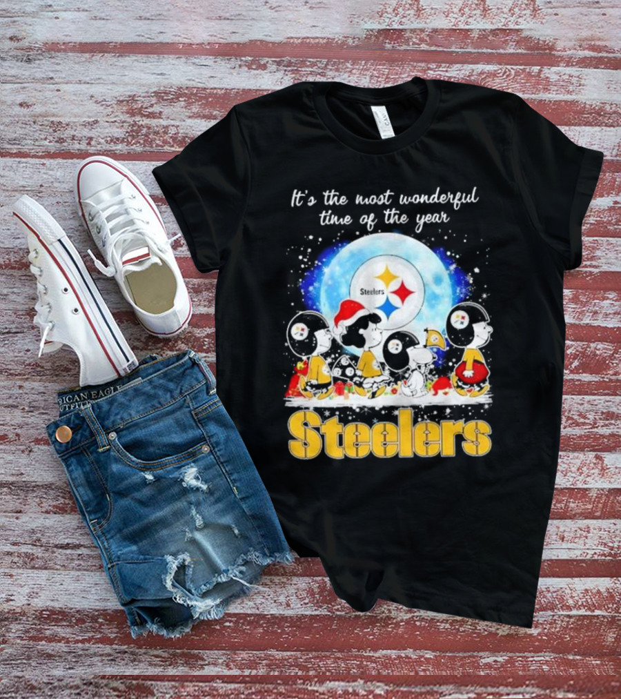 Peanuts Steelers Christmas It's The Most Wonderful Time Of The Year T-Shirt