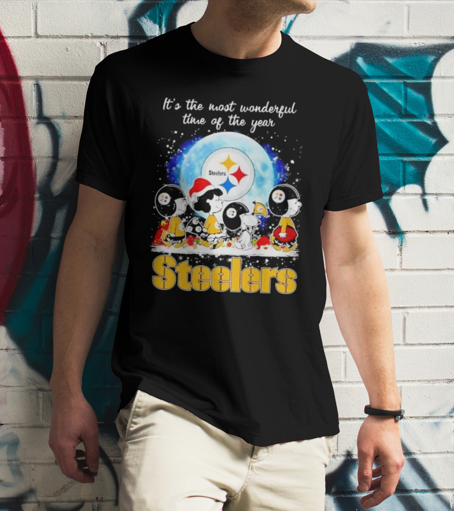 Peanuts Steelers Christmas It's The Most Wonderful Time Of The Year T-Shirt
