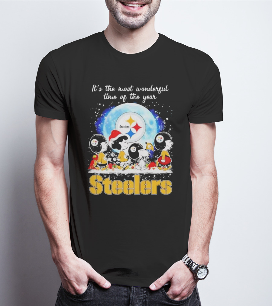 Peanuts Steelers Christmas It's The Most Wonderful Time Of The Year T-Shirt