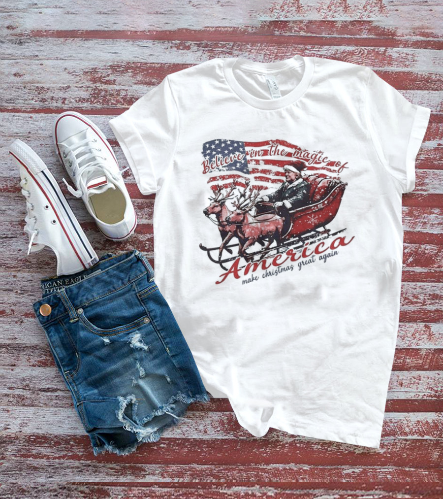 Believe In The Magic Of America Make Christmas Great Again America T-Shirt