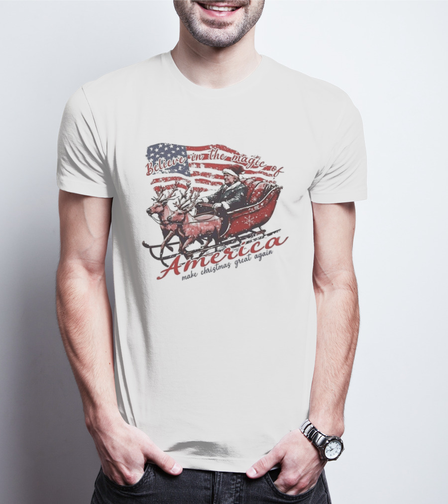 Believe In The Magic Of America Make Christmas Great Again America T-Shirt