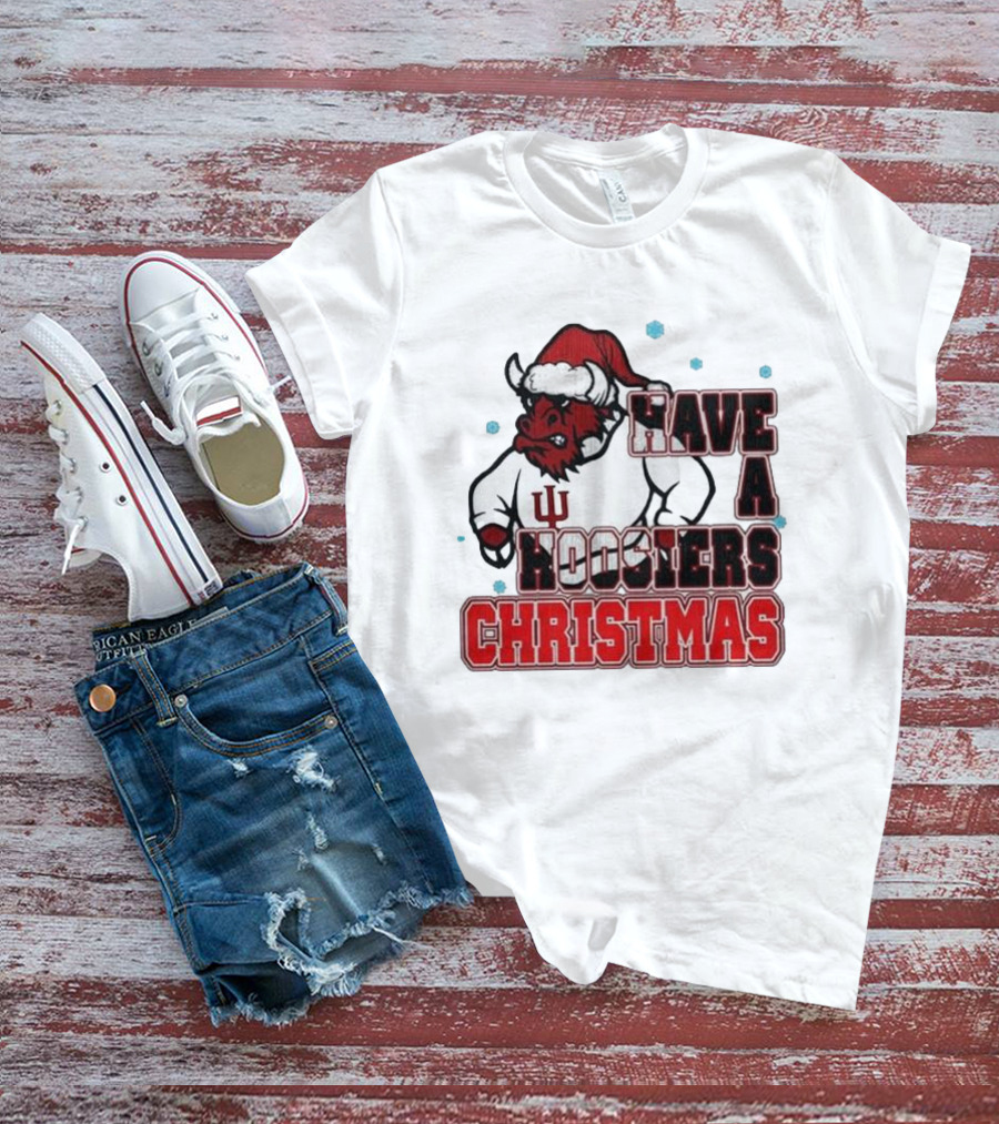 Indiana Hoosiers Santa Mascot Have A Hoosiers Christmas T-Shirt