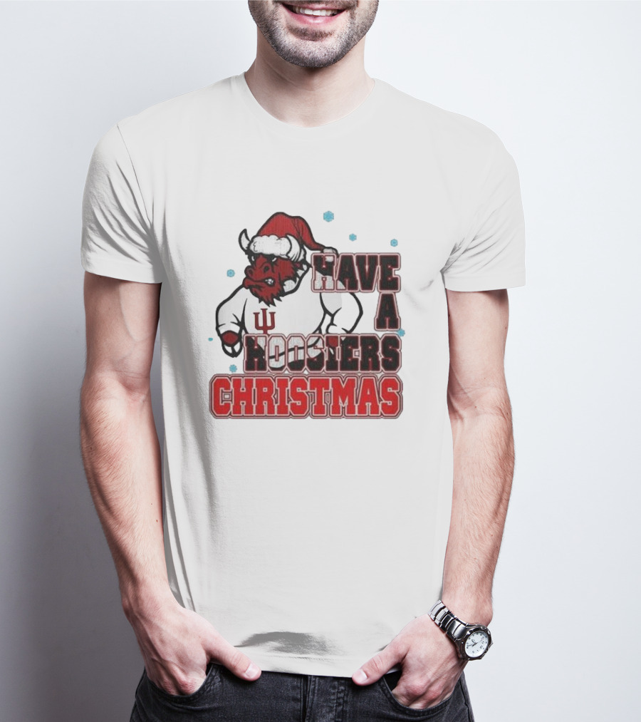 Indiana Hoosiers Santa Mascot Have A Hoosiers Christmas T-Shirt