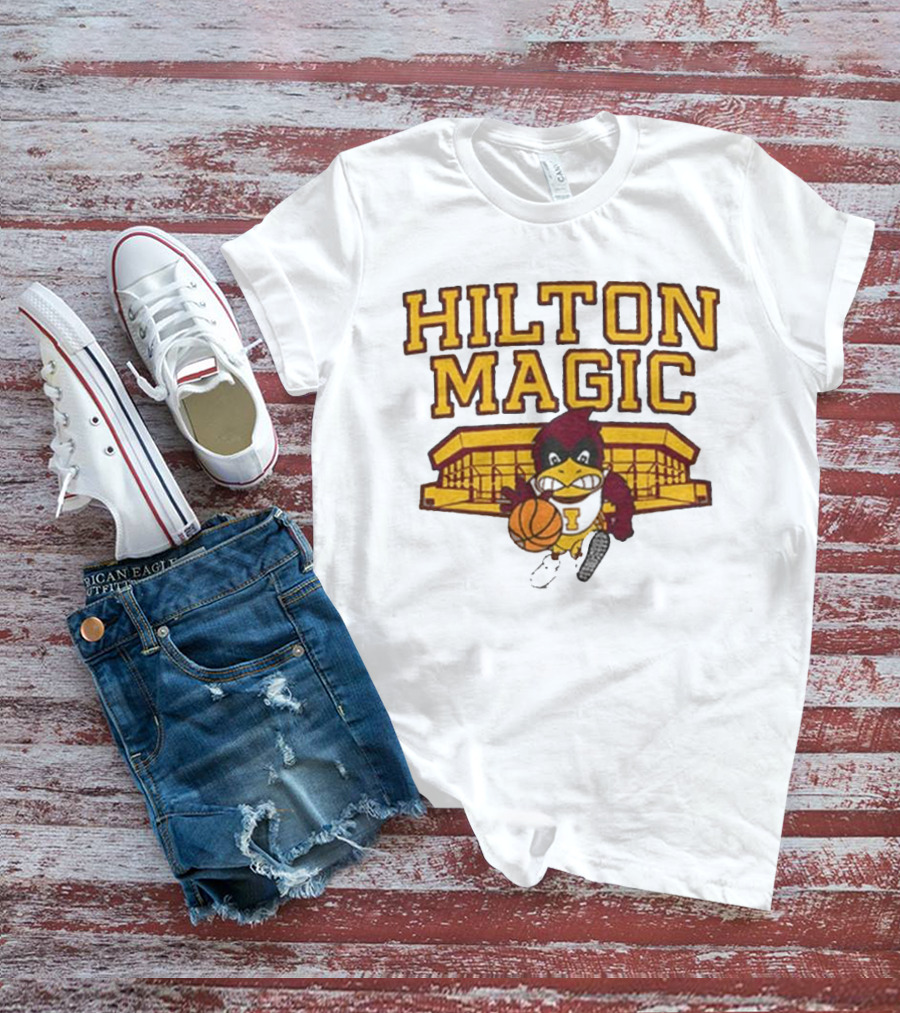 Iowa State Hilton Magic Cyclones Basketball Mascot With Hilton Coliseum T-Shirt