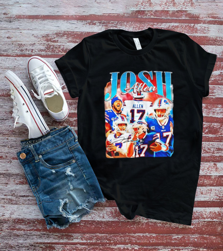 Josh Allen 17 Buffalo Bills Signature Vintage Retro Bootleg 90s T-Shirt