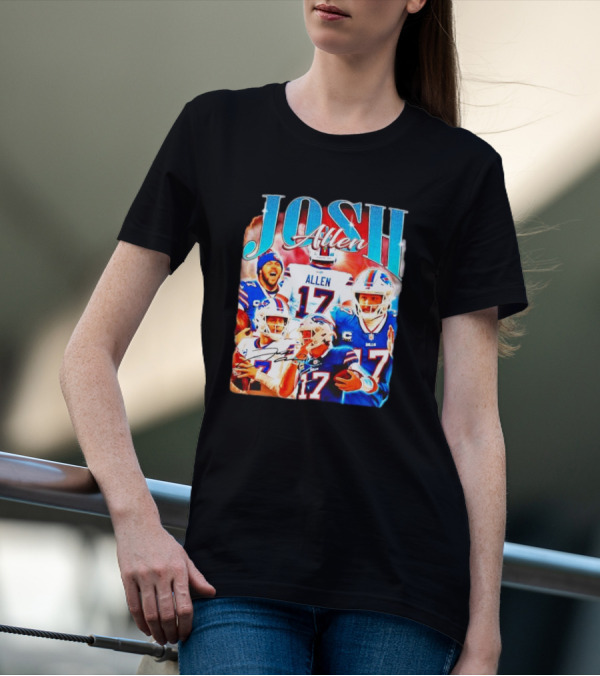 Josh Allen 17 Buffalo Bills Signature Vintage Retro Bootleg 90s T-Shirt