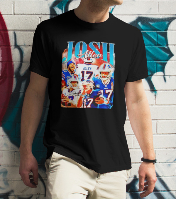 Josh Allen 17 Buffalo Bills Signature Vintage Retro Bootleg 90s T-Shirt