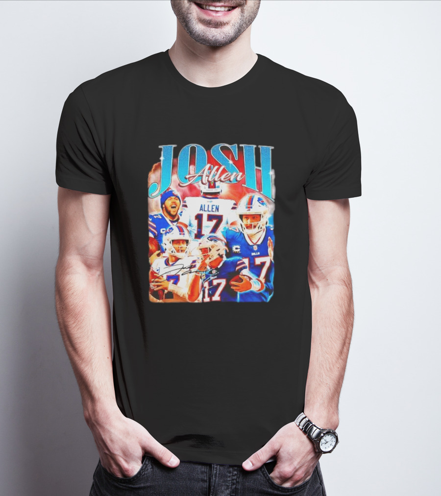 Josh Allen 17 Buffalo Bills Signature Vintage Retro Bootleg 90s T-Shirt