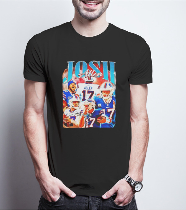 Josh Allen 17 Buffalo Bills Signature Vintage Retro Bootleg 90s T-Shirt