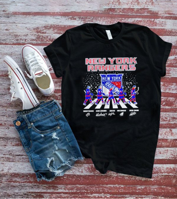 New York Rangers Trocheck Lafreniere Fox Zibanejad Panarin Signatures Christmas Abbey Road T-Shirt