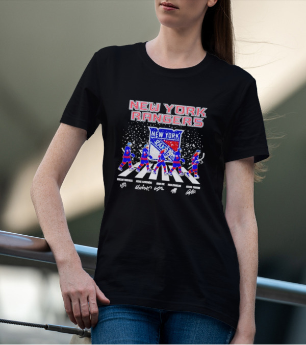 New York Rangers Trocheck Lafreniere Fox Zibanejad Panarin Signatures Christmas Abbey Road T-Shirt