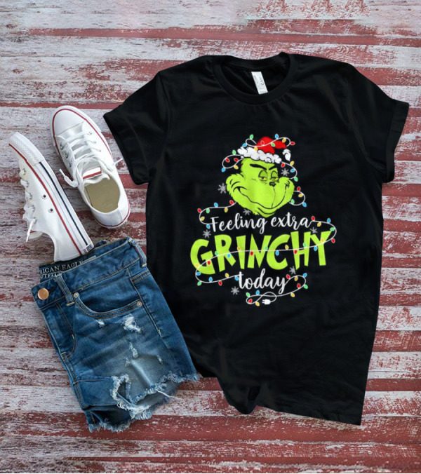 Feeling Extra Grinchy Today Santa Grinch With Christmas Lights T-Shirt