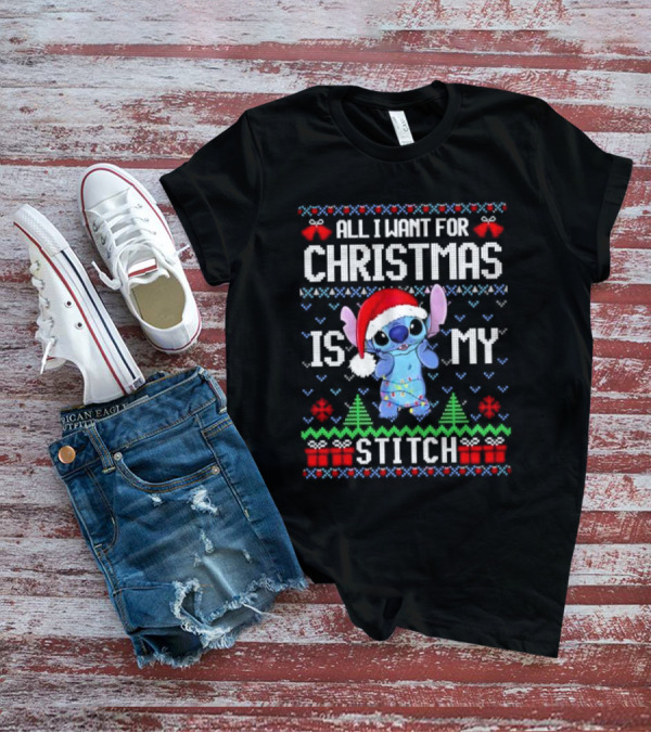 Santa Stitch All I Want For Christmas Is My Stitch Ugly Christmas T-Shirt