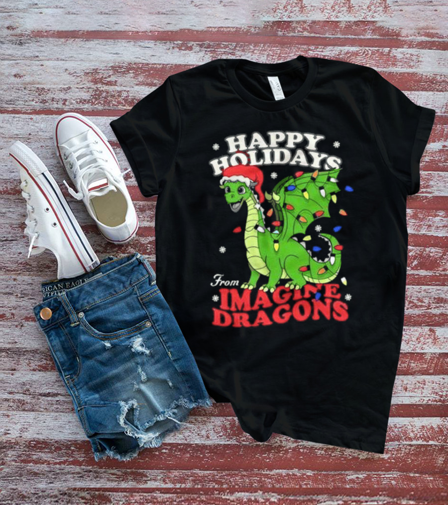 Happy Holidays From Imagine Dragons Cartoon Dragon T-Shirt