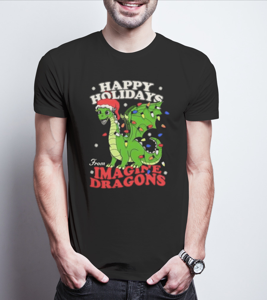 Happy Holidays From Imagine Dragons Cartoon Dragon T-Shirt